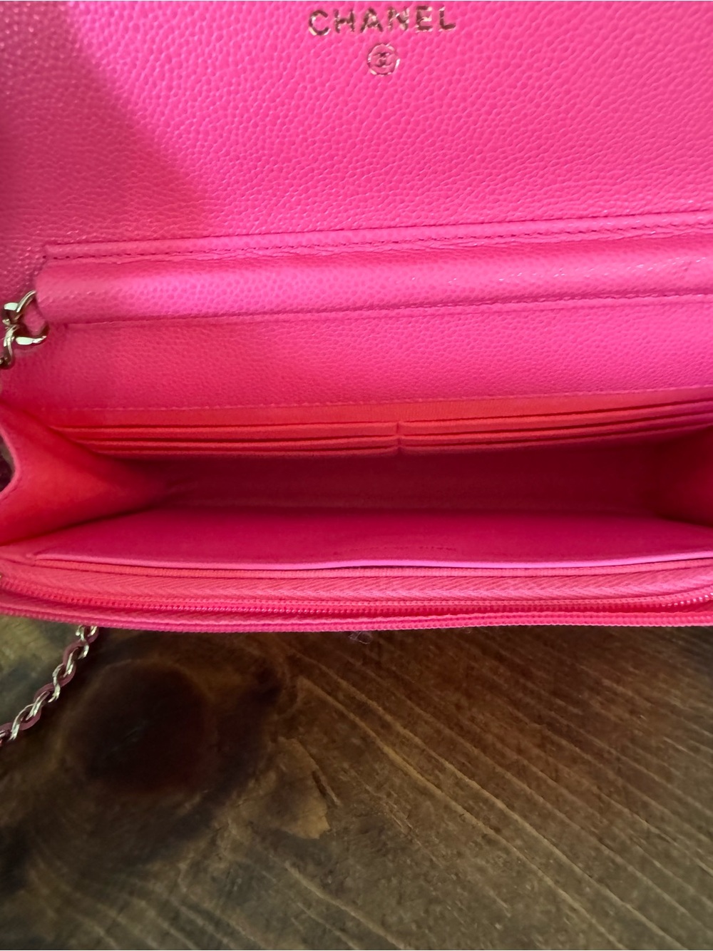 Authentic CHANEL Hot Pink Quilted Crossbody WOC, clutch limited edition color. - Picture 7 of 8